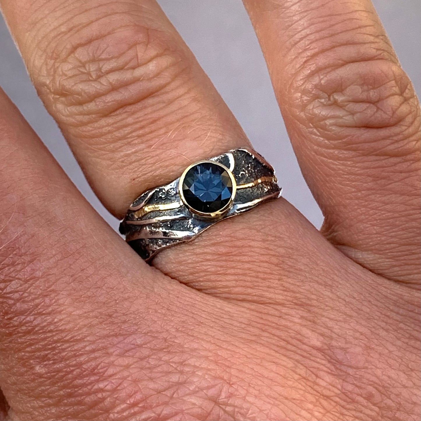“She Has A Certain Elvish Vibe” - Blue-Grey Spinel 14K Gold & Silver Ring