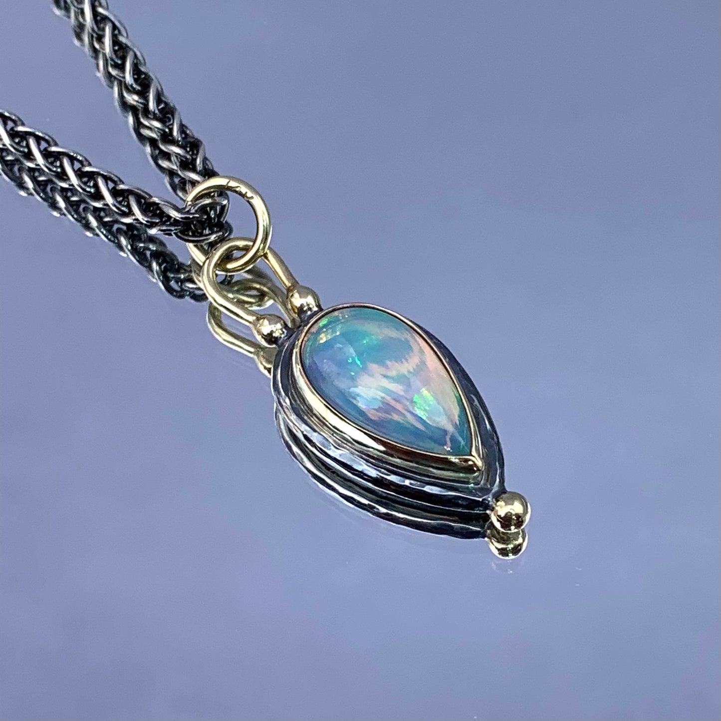 “She’ll Meet You At The End Of The Rainbow” - Ethiopian Opal Cabochon 14K Gold & Silver Pendant