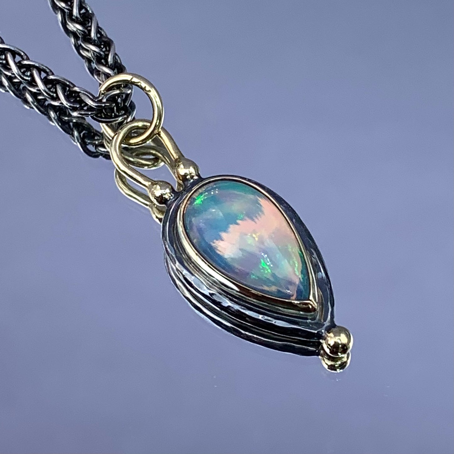 “She’ll Meet You At The End Of The Rainbow” - Ethiopian Opal Cabochon 14K Gold & Silver Pendant