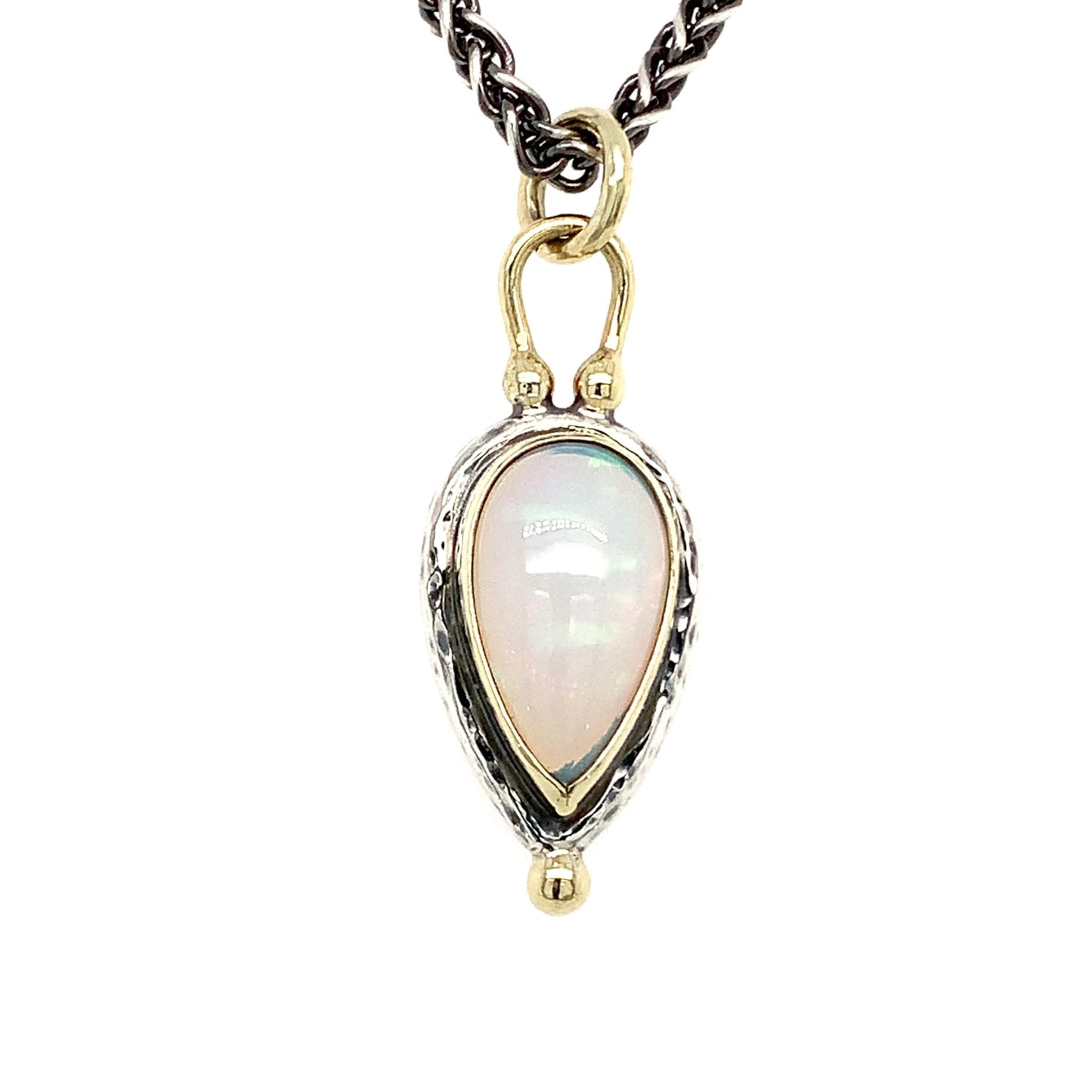“She’ll Meet You At The End Of The Rainbow” - Ethiopian Opal Cabochon 14K Gold & Silver Pendant