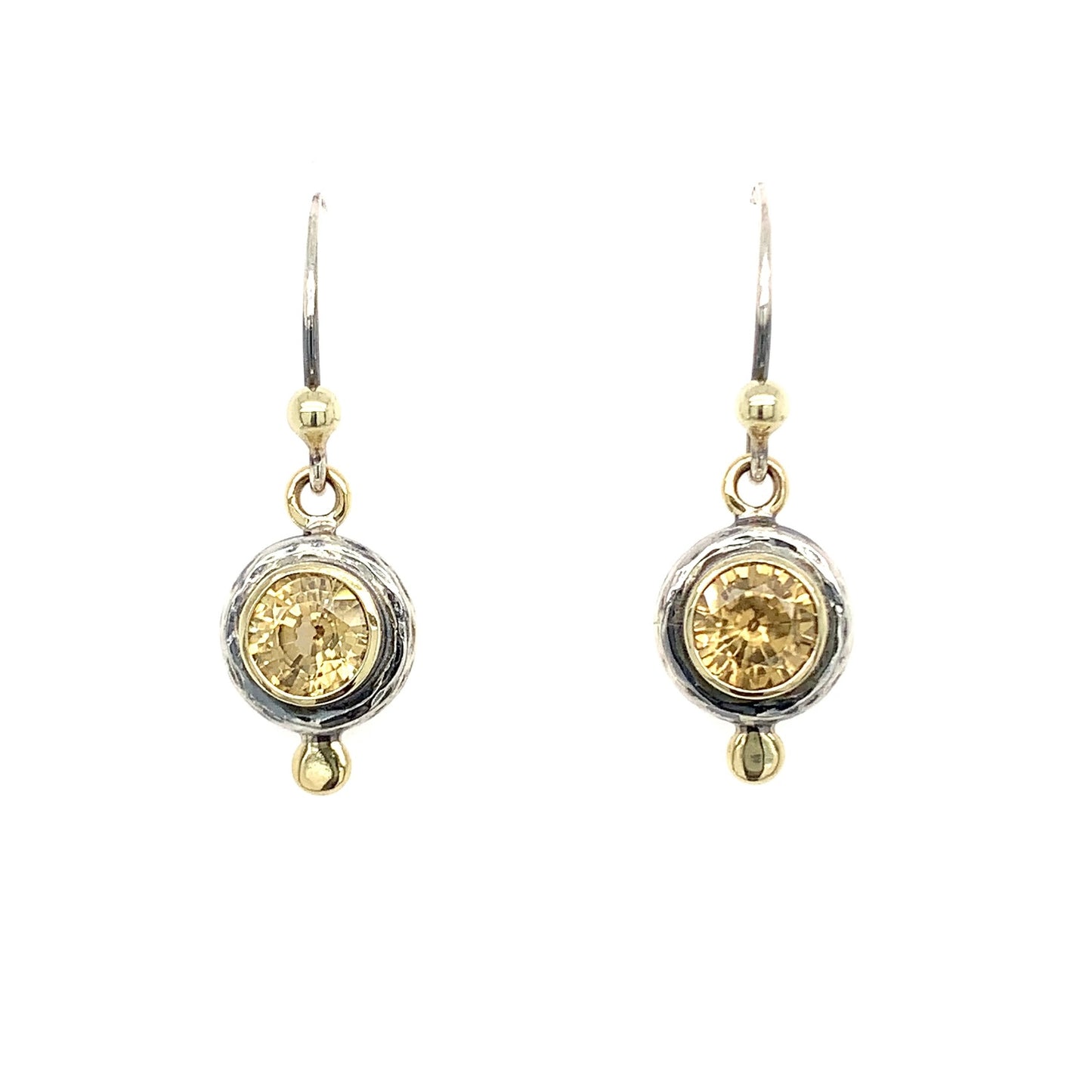 “Sparks Of Sunlight” - Golden Zircon 14K Gold & Silver Earrings