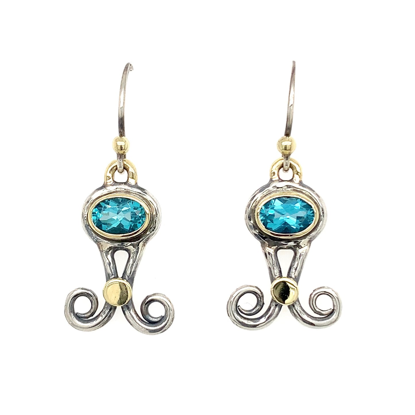 “She’s Wearing Mermaid Tails” - Neon Blue Apatite14K Gold & Silver Earrings