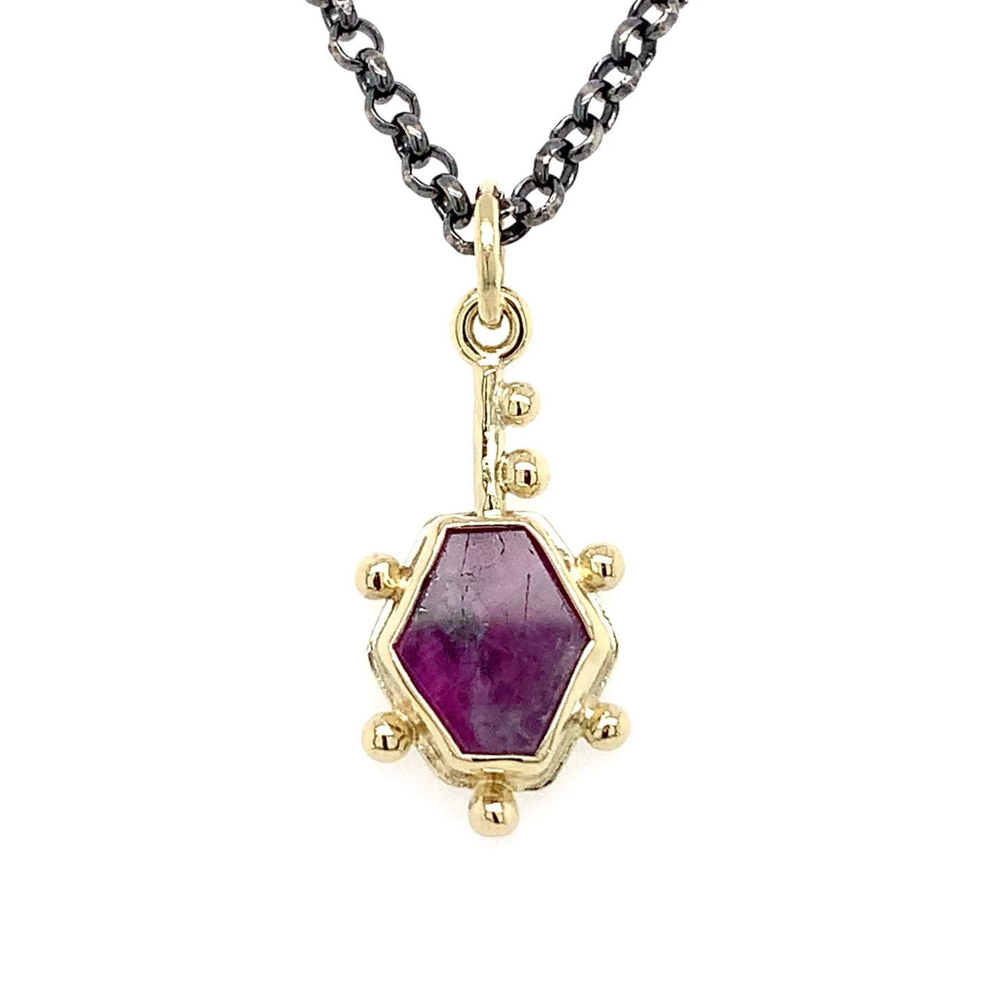 “Under the Kashmir Star” - Trapiche Ruby 14K Gold Pendan