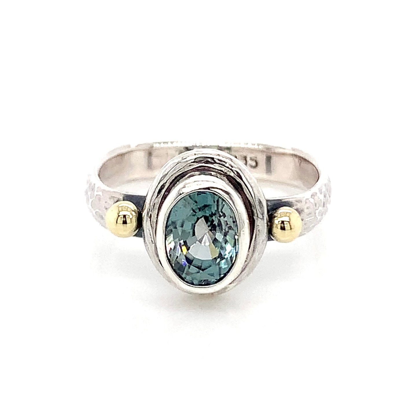“She’s Got The Cure For The Blues” - Natural Blue Zircon Silver & 14K Gold Ring