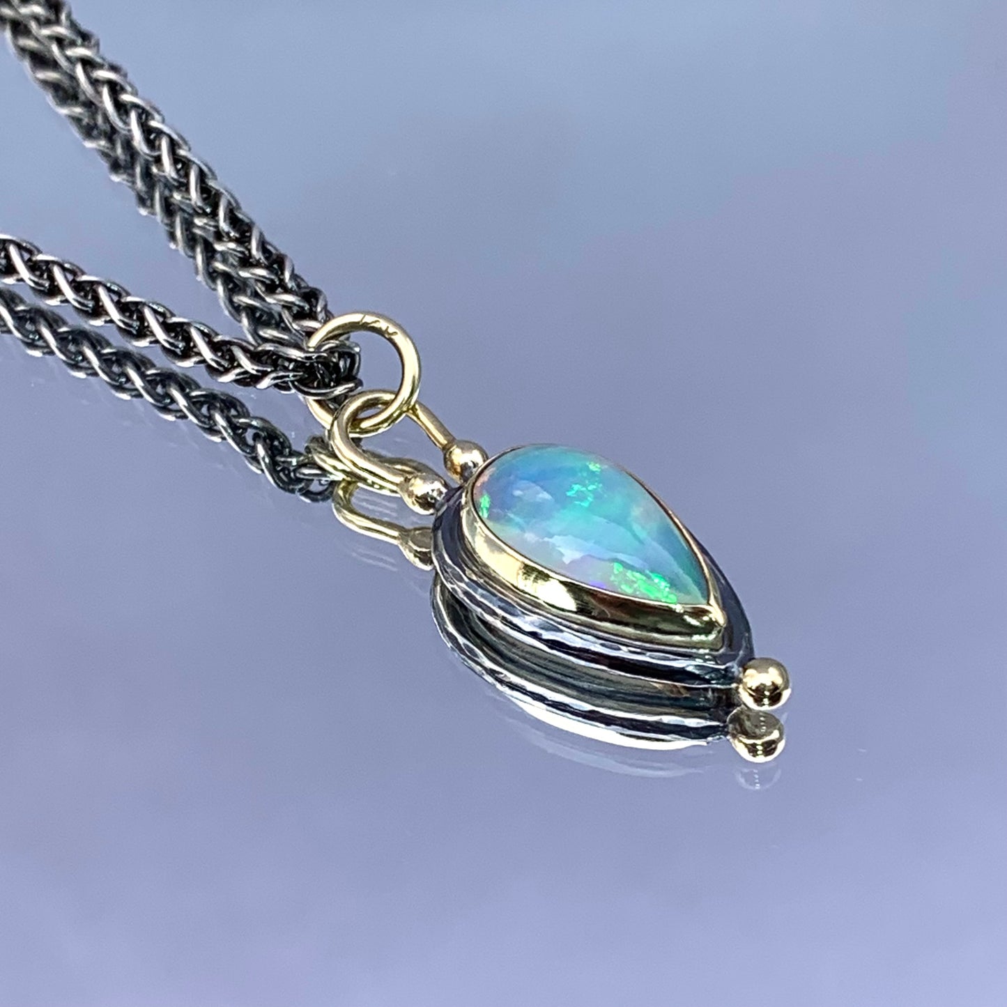 “She’ll Meet You At The End Of The Rainbow” - Ethiopian Opal Cabochon 14K Gold & Silver Pendant