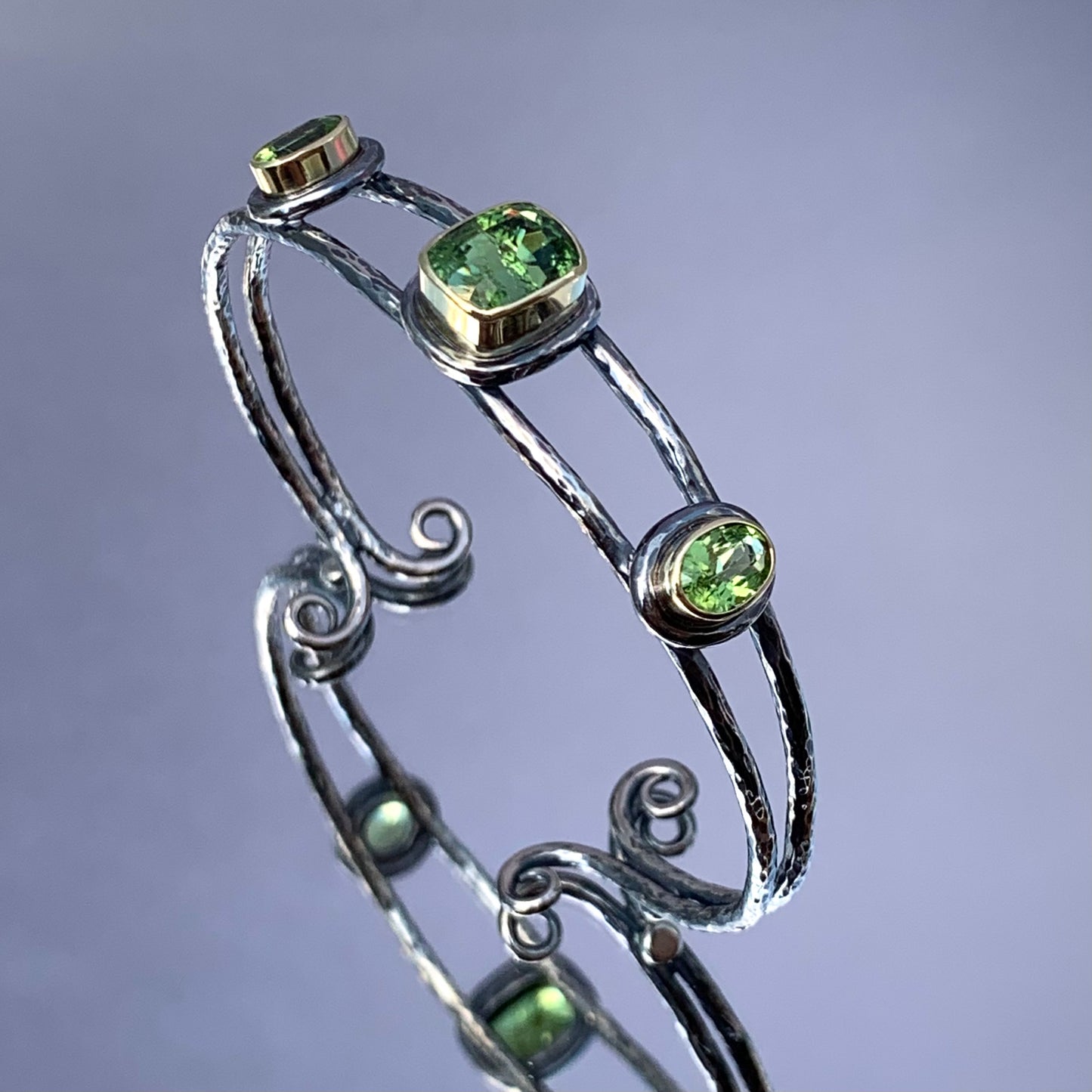 “Tendril Of The Forest” - Tourmaline & Peridot Bangle