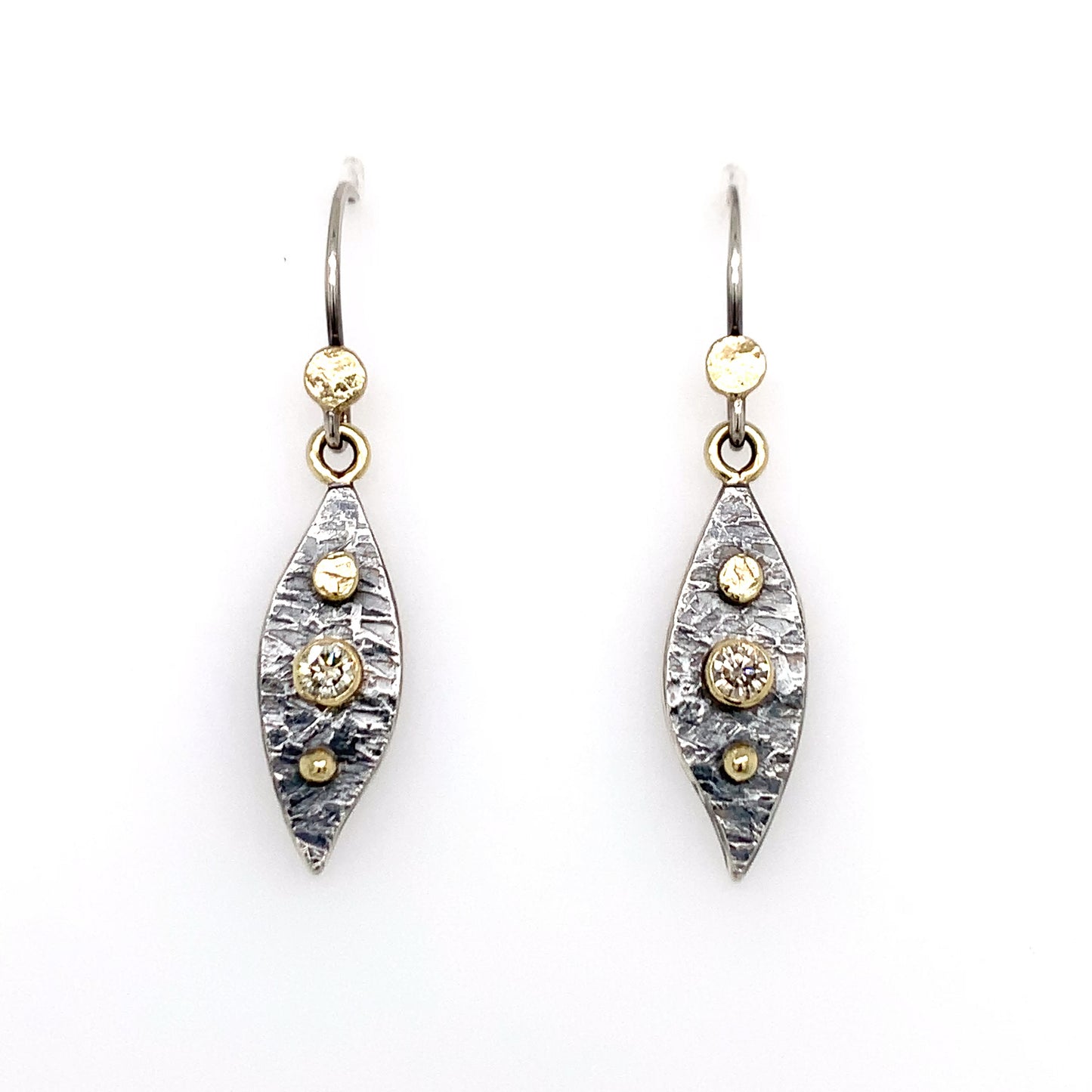 Diamond 14K Gold & Silver Earrings