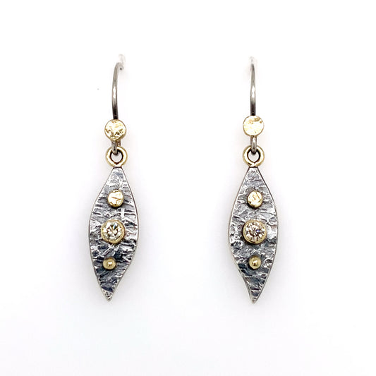 Diamond 14K Gold & Silver Earrings