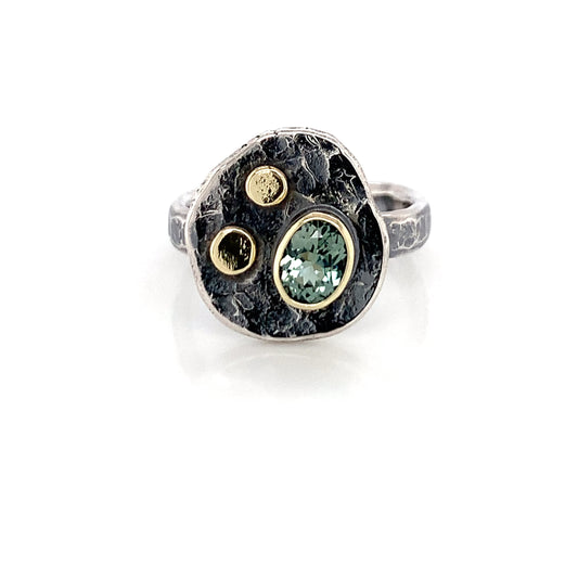 Mint Indicolite Tourmaline 14K Gold & Silver Ring
