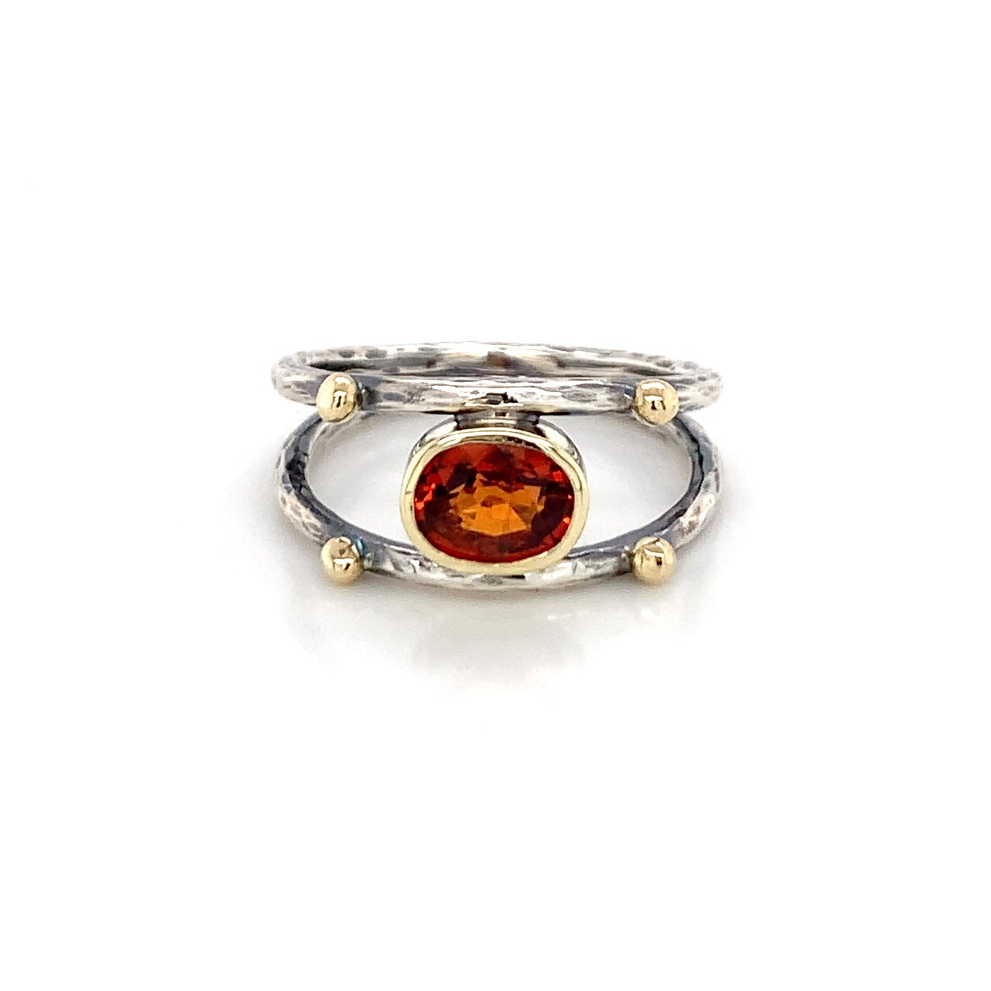 Spessartite Garnet 14K Gold & Silver Ring