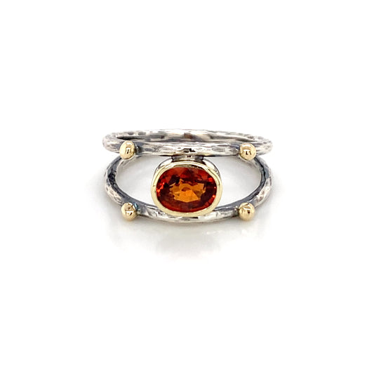 Spessartite Garnet 14K Gold & Silver Ring