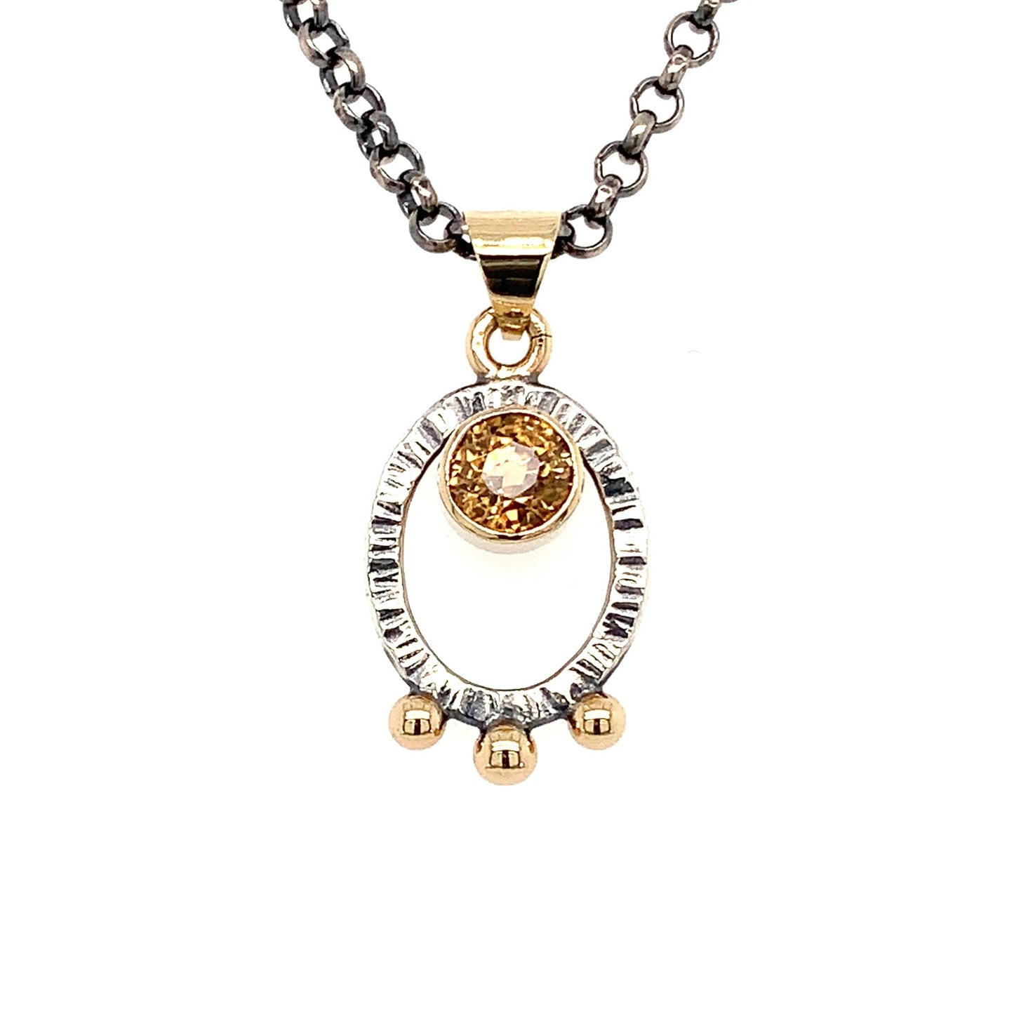 “Sparks Of Sunlight” - Golden Zircon 14K Gold & Silver Pendant